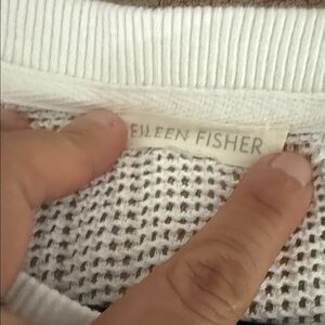 Eileen Fisher White Textured Knit Top